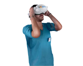 A surgeon engaging in a VR Surgical simulation